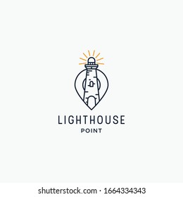 Lighthouse and pin map point logo design template vector illustration