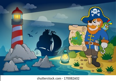 Lighthouse with pirate theme 2 - eps10 vector illustration.