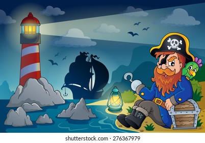 Lighthouse with pirate theme 5 - eps10 vector illustration.