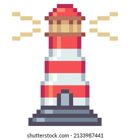 Lighthouse. Pixel Art Business Icon