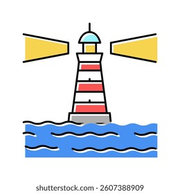 lighthouse port color icon vector. lighthouse port sign. isolated symbol illustration