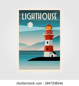 lighthouse poster vector illustration design, lighthouse coastal line background design