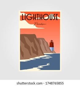 lighthouse poster vintage minimalist illustration design