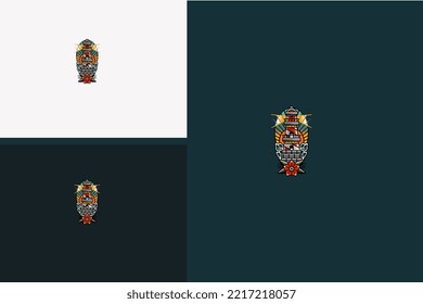 lighthouse and red flowers vector artwork design