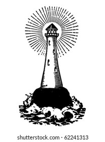 Lighthouse - Retro Clipart Illustration