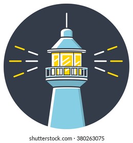 Lighthouse round icon.