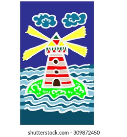 Lighthouse in the sea