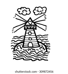 Lighthouse in the sea