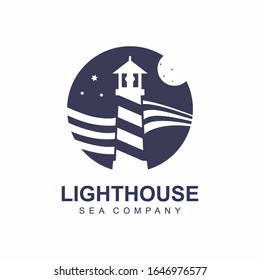 Lighthouse Sea Night Logo Symbol