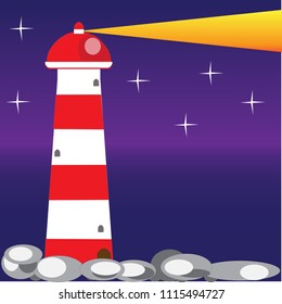 lighthouse sea night stars