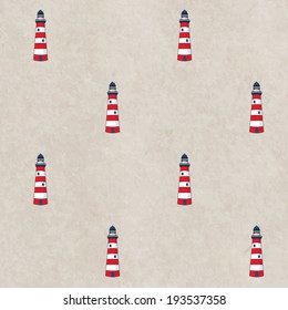 Lighthouse seamless pattern on paper