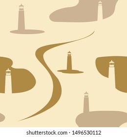Lighthouse. Seamless pattern. Vector image.