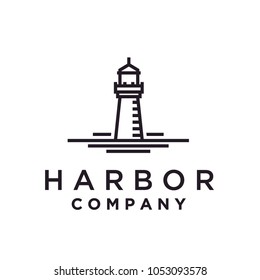 Lighthouse Searchlight Beacon Tower Island Beach Coast Simple Line Art logo design inspiration