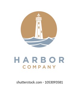 Lighthouse Searchlight Beacon Tower Island Beach logo design inspiration