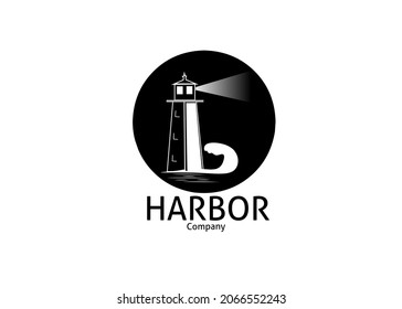 Lighthouse Searchlight Beacon Tower Island Beach Beach Simple Line Art logo design inspiration

