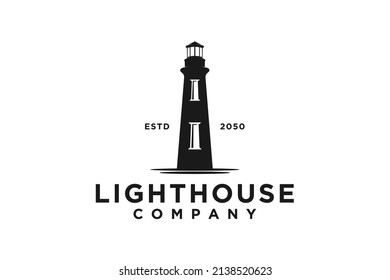 Lighthouse Searchlight Beacon Tower Island Beach Logo Design Inspiration