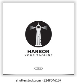 Lighthouse Searchlight Beacon Tower Island Beach logo design inspiration, harbor logo premium elegant template vector eps 10
