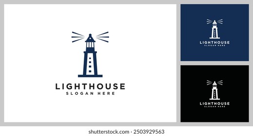 Lighthouse searchlight beacon tower island simple logo design