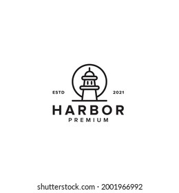 lighthouse or searchlight tower logo design inspiration with line art