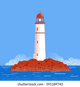 Lighthouse seascape horizon .Vector illustration