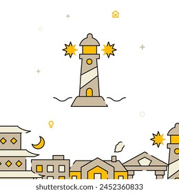 Leuchtturm, Seashore gefüllte Linie Vektorgrafik Symbol, einfache Abbildung, verwandte untere Grenze.