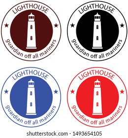 Lighthouse. Set of logos. Vector flat image.