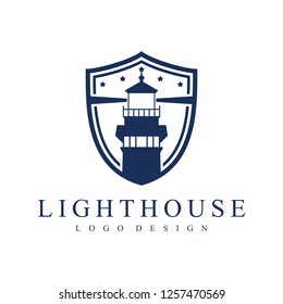 Lighthouse Shield Logo Design Element - Vector