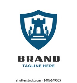 lighthouse shield vector logo design