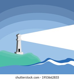 Lighthouse shiluate flat vector concept design.