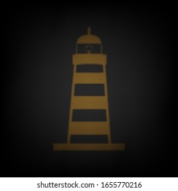 Lighthouse sign illustration. Icon as grid of small orange light bulb in darkness. Illustration.