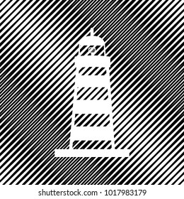 Lighthouse sign illustration. Vector. Icon. Hole in moire background.