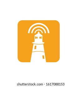 lighthouse signal logo design vector template sign