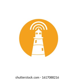 lighthouse signal logo design vector template sign