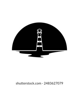 lighthouse silhouette design. nautical building sign and symbol.