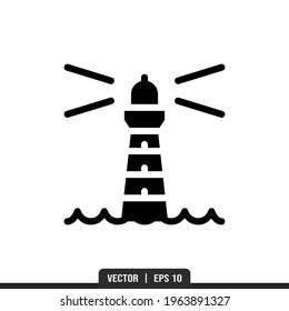 Lighthouse Silhouette icon vector, illustration logo template in trendy style. Suitable for many purposes.