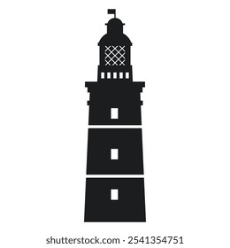 Lighthouse silhouette isolated on white background. Europa Point Lighthouse vector illustration.