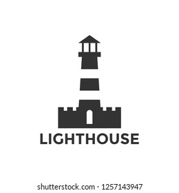 Lighthouse silhouette logo design template vector illustration