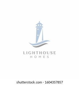 Lighthouse Silhouette Logo Design Vector. Icon