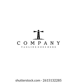 Lighthouse silhouette logo design vector