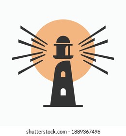 lighthouse silhouette logo vector illustration template