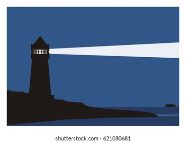 lighthouse silhouette in the night