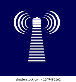 Lighthouse silhouette on blue background. Vector