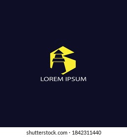 Lighthouse Silhouette On Hexagonal Shape Vector Illustration.