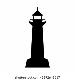 Lighthouse silhouette vector. Lighthouse silhouette can be used as icon, symbol or sign. Lighthouse icon vector for design of coast, guide, warn or harbor