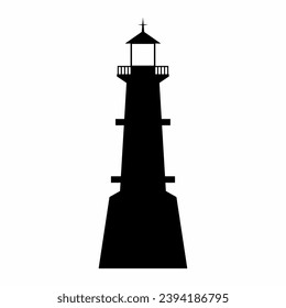 Lighthouse silhouette vector. Lighthouse silhouette can be used as icon, symbol or sign. Lighthouse icon vector for design of coast, guide, warn or harbor
