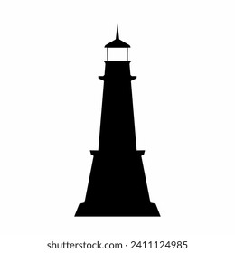 Lighthouse silhouette vector. Lighthouse silhouette can be used as icon, symbol or sign. Lighthouse icon vector for design of coast, guide, warn or harbor