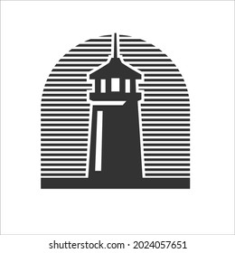 Lighthouse with simple flat design.