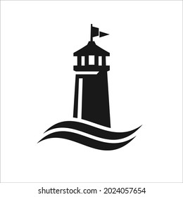 Lighthouse with simple flat design.