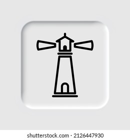 Lighthouse simple icon. Flat desing. Neumorphism design.ai