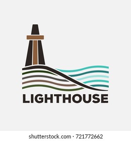 Lighthouse Simple Style Illustration Logo Sea and Land